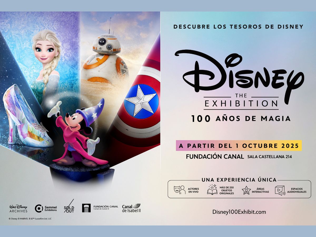 La Sala Castellana 214 de la Fundación Canal acoge Disney: The Exhibition - 100 Años de Magia, que conmemora el centenario de The Walt Disney Company, con más de 250 piezas, obras de arte y materiales históricos.